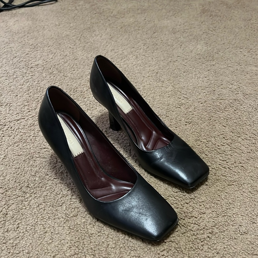 Franco Sarto black heels with square toe
